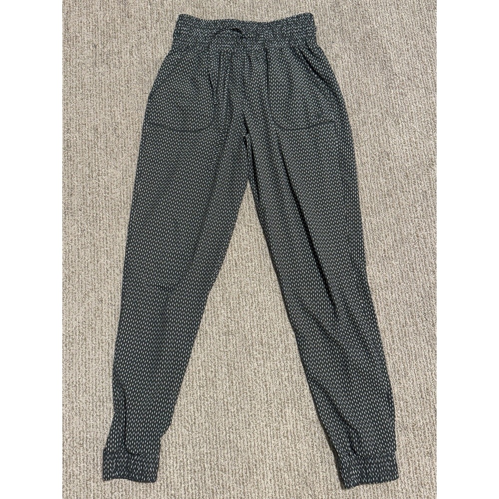 Albion Fit Destination Jogger Pants Womens XS Tall High Rise Black White Dash